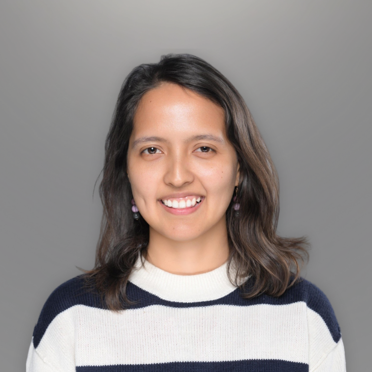 woman in striped shirt smiling